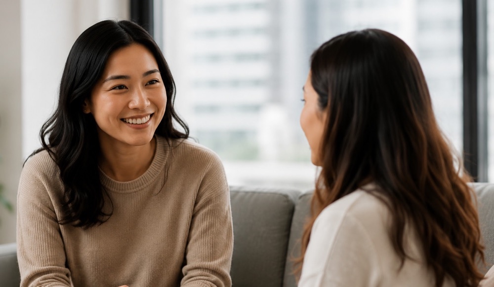 Two members talking during a one-on-one support conversation